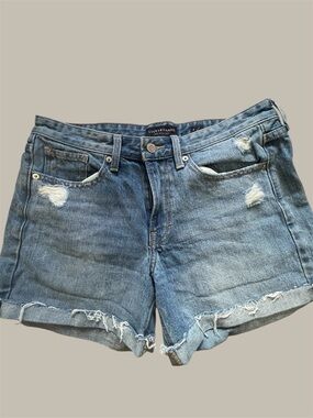 Lucky Brand Light Blue Distressed Boyfriend Denim Cutoff Shorts Raw Hem W30